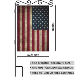 AOYEGO Rustic Usa Flag Garden Yard Flag 12.5"x 18" Double Sided Polyester Vintage American Patriotic Us Flgas House Flag Banners for Patio Lawn Outdoor Home Decor