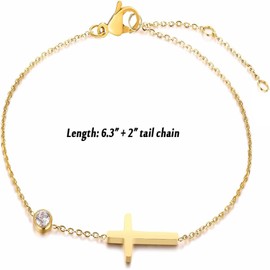 Adjustable Cross Bracelet Ladies Exquisite Gold Diamond Bracelet, give her religious gifts suitable for ladies Valentine's Day Mother's Day birthday gift