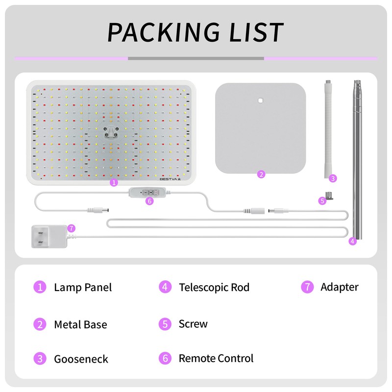 BESTVA 36W Grow Lights with Stand, Full Spectrum LED Plant