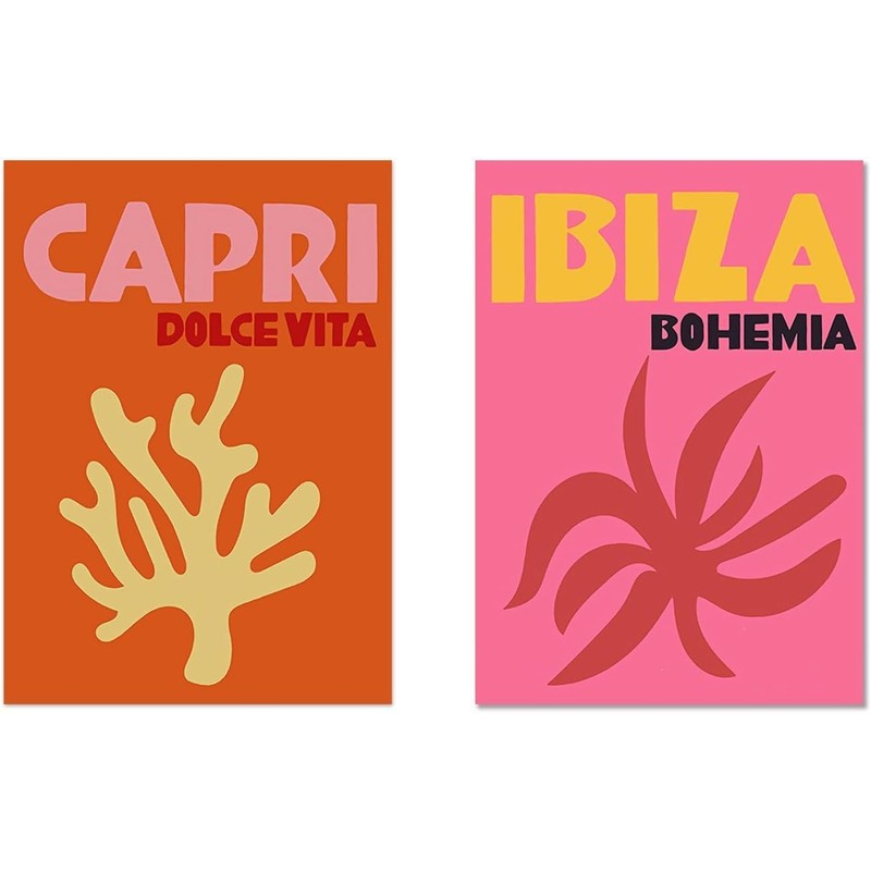 Preppy Ornament,Aesthetic Canvas Wall Art Prints Stuff Things,Set of 6