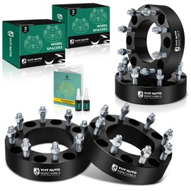 YHTAUTO 8x180mm Wheel Spacers 2 inch Fits Silverado Sierra 2500HD/3500HD 2011-2022, Silverado 2500 2011-2018 8 Lug Tire Spacers w/ M14x1.5 & 12.9 Grade Studs, 125mm Hub Bore 4PCS Black