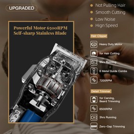 ANGFAN Professional Hair Clippers for Men - Cordless Clippers & Trimmers Set with LCD Display, 7200RPM High-Speed Motor, 5H Runtime, Wall-Mountable Barber Tools for Home Use & Professional Barbers