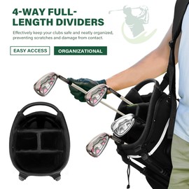 UNIHIMAl 4-Way Golf Stand Bag, Waterproof Golf Bag for Men & Women with Rain Hood & Foldable Base （Black White）