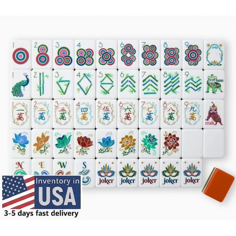 Sierra and Red Mahjong Acrylic Mahjong Tiles 4-layer Engraved American