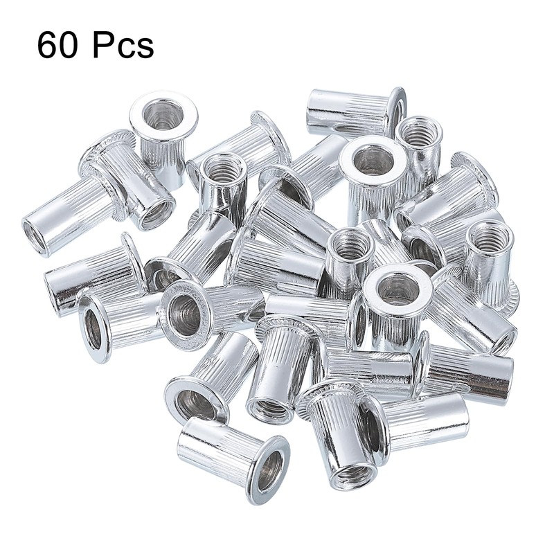 sourcing map #10-32 Rivet Nuts Aluminium Alloy Knurled Flat Head