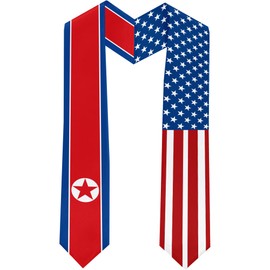 2025 North Korea Flag and USA Flag Graduation Stole Graduation Sash Class of 2025 Graduation Scarf for International Student (Baccalaureate Gown and Hat Not Included)