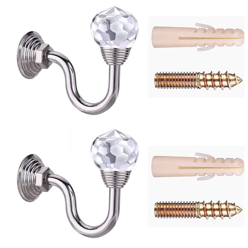 IMIKEYA 4 Pcs Clear Crystal Curtain Rope Holdbacks Wall Mounted