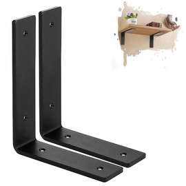 MLOQI 2 Pack Scaffold Shelf Brackets Heavy Duty,5mm Thick Premium Iron L Brackets for Shelves Metal Shelf Supports with Hardware 6 inch/15cm