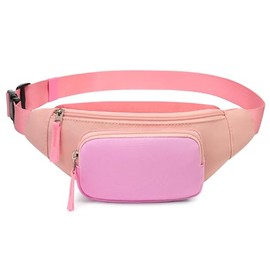 Cotmcor Kids Fanny Waist Pack for Girls Teen Cute Sling Bag Crossbody Small Lightweight Belt Chest Bags for 4-13 Years Old Gift Hip Pack Side Bag with Zip Pockets for Travel(Sakura Pink & Pink)