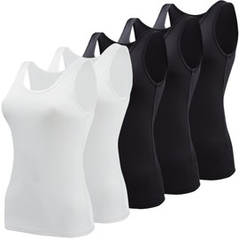BQTQ 5 Pcs Womens Tanks Top Sleeveless Tank Top Ladies Undershirt Tank for Women, S Black, White