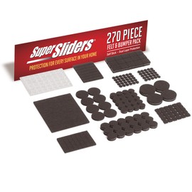 Super Sliders 270-Piece Self-Stick Furniture Felt Pads & Cabinet Bumpers for Effortless Moving and Surface Protection Across Hardwood, Tile & Laminate, Tile, Laminate and Vinyl, Brown/Clear