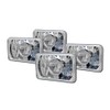 2 Pairs Universal 4"X6" Diamond Chrome Sealed Beam Projector Head