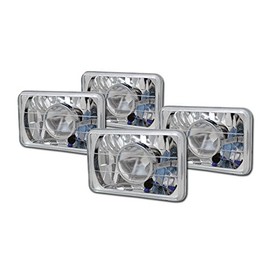 2 Pairs Universal 4"X6" Diamond Chrome Sealed Beam Projector Head Lights H4 CA1