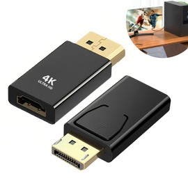 2 Pack Displayport to HDMI Adapter, 4K DP to HDMI Converter Displayport 1.4V Nickel Plated, DP Male to HDMI Female for Desktop, Laptop, Projector, HDTV