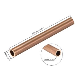 TA-VIGOR Copper Round Tube, 8mm OD 1mm Wall Thickness 300mm Long Straight Pipe Tubing for Hobbies, Crafts, Building Models, Building Decorations, Frames, Industrial, Gardening Products