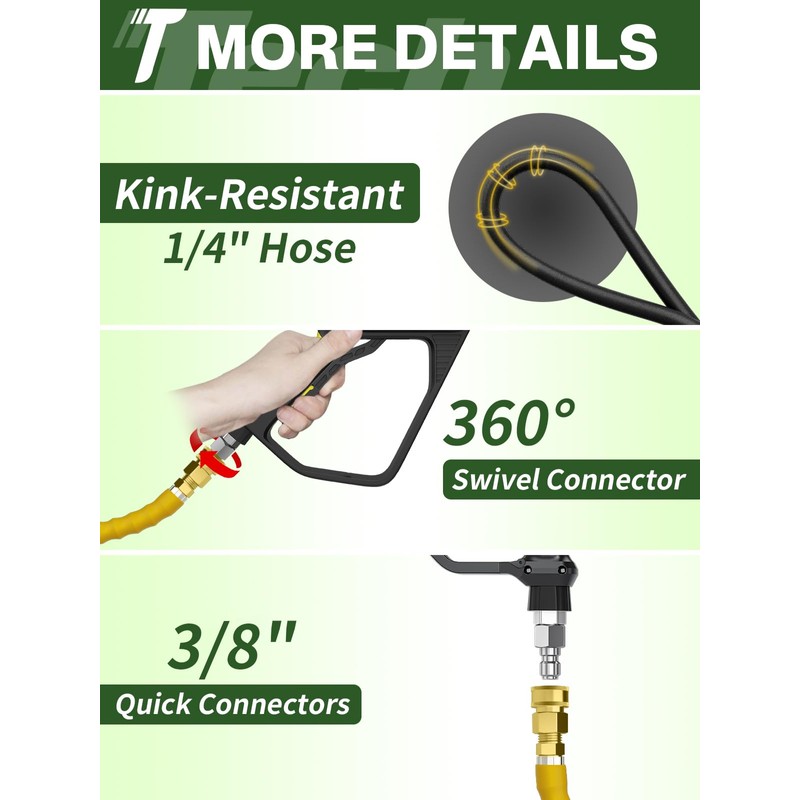 4200PSI Pressure Washer Hose 50FT with 3/8" Swivel Quick Connect