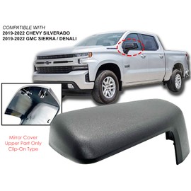 APA Replacement Exterior Mirror Cover fits 2019-2022 Silverado Sierra Top-Half Upper Part Textured Black Driver Left Side 84732427