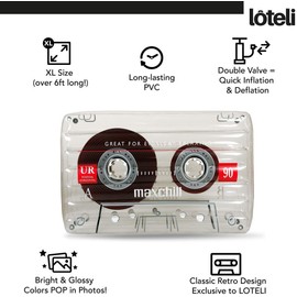 The Classic Cassette Pool Float by LOTELI - Clear Cassette - Thicker and Stronger - Best Oversized Clear Inflatable for Retro Pool Parties, Summer Fun & Relaxation - Durable & Easy to Inflate