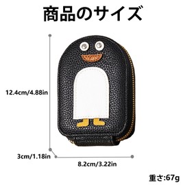 [Small Shop] Credit Card Wallet Cute Cartoon Penguin Credit Card Holder with Card Slots Zipper Leather Coin Case Large Capacity Storage Bag Portable Credit Card Coin Wallet, Black