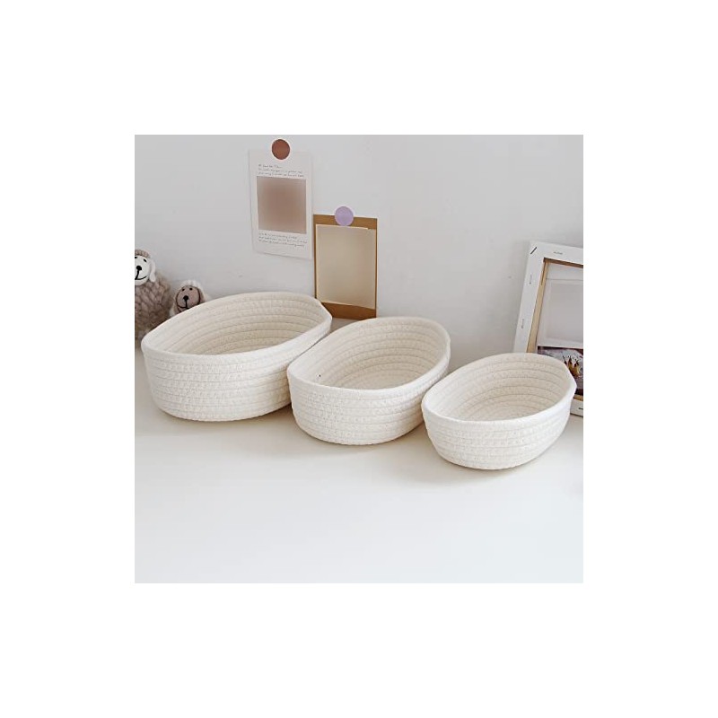 QUINTRA Braided Baskets, Empty Tiny Storage Baskets, Cotton Rope Baskets,