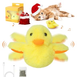 Juguete Pato Interactivo para Gatos, USB Recargable, Que Se Pueden Usar para Gatos Masticar/Patear/Jugar (Yellow)
