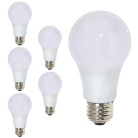 Diodesy- A19 LED Blue Light Bulb 5W 80 Lumen E26 Medium Screw Base for Party Decoration Holiday Lighting Small Light Bulb 120V 200° Beam Angle White Finish Turns Blue When Lit Pack of 6