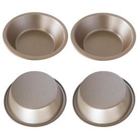 Proshopping 5 Inch Round Pie Tart Small Tin, Mini Pie Pans Cute, Reusable Nonstick Metal Pie Pan Plate Set for Oven, Tiny Pie Tin for Pot Pies, Bread, Cakes, Quiches - 4PCS, Gold