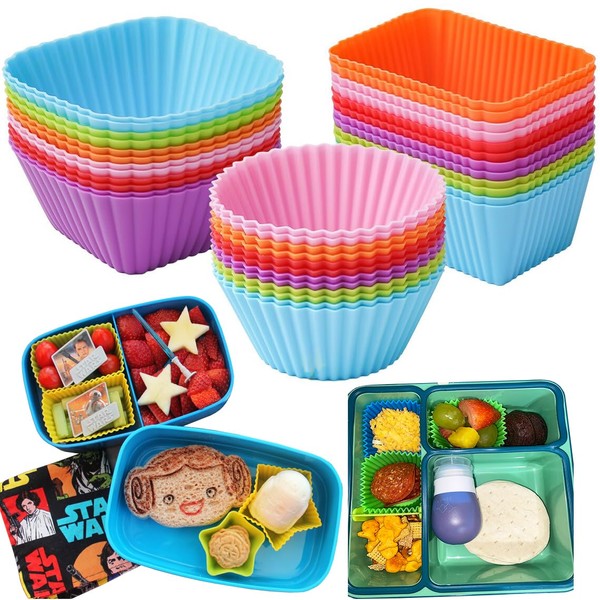 Silicone Bento Lunch Box Dividers 3 Shapes of Standard Round