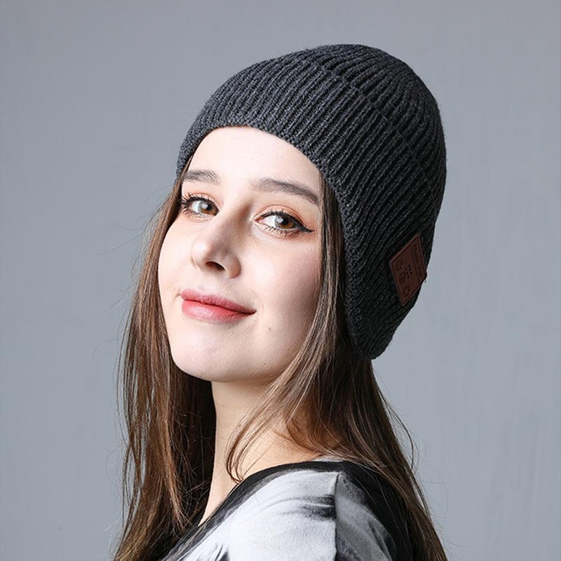 Bluetooth Beanie Hat Winter Unisex Warm Earflap Hat Wireless Headphone