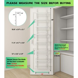 Mefirt White 12 Inch Wide Narrow Over The Door Pantry Organizer