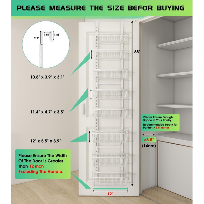 Mefirt White 12 Inch Wide Narrow Over The Door Pantry