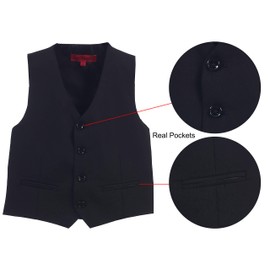Gioberti Boy's 4 Button Formal Suit Vest, Black, Size 5