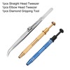 sourcing map 3pcs Diamond Tweezer Holder Pick Up Tool Set