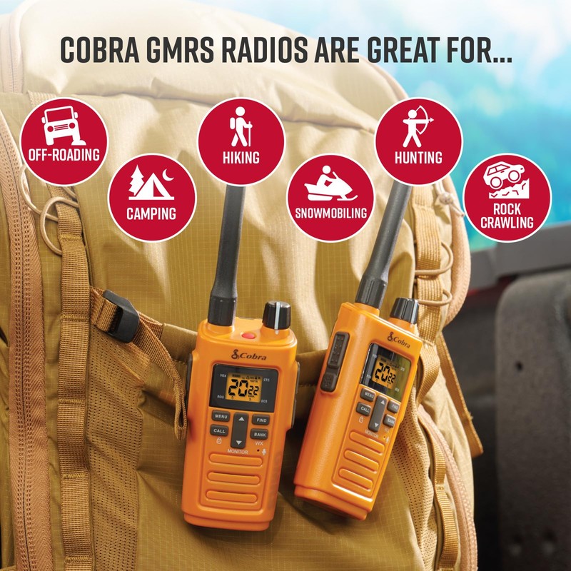 Cobra Trailblazer 250 GMRS Handheld Radios, 2-Pack – IPX2 Splash