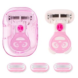 Vekol Travel Razors for Women with 1 Handle and 3 Cartridges, Extra Smooth 5-Blade Travel Essentials Razor with Travel Case, Mini Travel Razors for Women Sensitive Skin