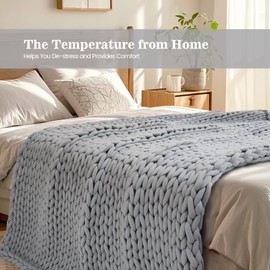 Goodhipi Hand-Knit Weighted Blanket for Adults, Chunky Knit Blanket, Cooling,Breathable,Sustainable,Machine Washable,Organic Cotton,Easter Gifts for Women Birthday Gifts(Moonlight Lime,40"*60",8lbs)