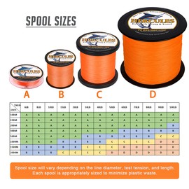 Hercules Super Strong 300M 328 Yards Braided Fishing Line 80 LB Test for Saltwater Freshwater PE Braid Fish Lines 4 Strands - Orange, 80LB (36.3KG), 0.48MM