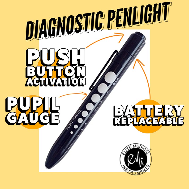 EMI Purple Aluminum LED Pupil Gauge Click Penlight – Medical