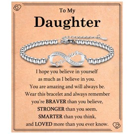 EYQV Daughter Gifts, Infinity Charm Bracelet Daughter Gifts from Mum Dad, Best Daughter Christmas Gifts Graduation Birthday Gifts, Secret Santa Gifts Stocking Fillers for Women Teenage Girls