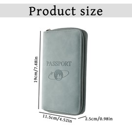 Tabanzhe Passport Holder Travel Wallet,PU Leather Passport Cover Organizer with RFID Blocking Travel Document Holder Case for Women Men Tickets ID Card Credit Cards(Blue)