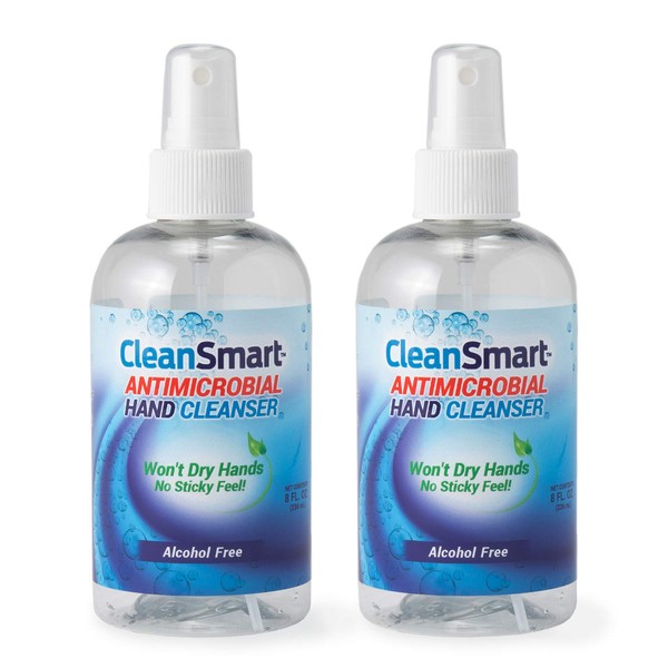 CleanSmart Antimicrobial Skin & Hand Cleanser, 8 Ounce Bottle (Pack of 2) Alcohol-Free Safe Cleanser