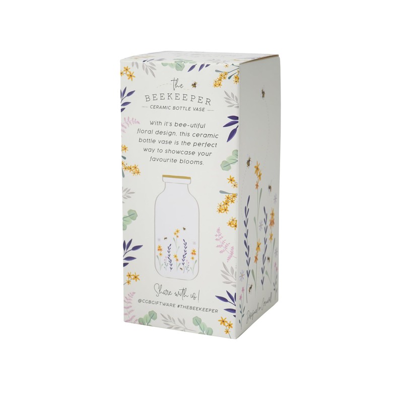CGB Giftware | The Beekeeper Floral Ceramic Bottle Vase In