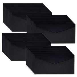 WYAN Invitation Cards Empty Pack of 40 105 x 215 mm Kraft Paper Envelopes, Envelope with Triangular Flap in Western Style, for Gift Cards Birthday, Wedding, Party Accessories (Black)
