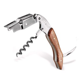 Vituzzi Sacacorchos para Vino de Acero Inoxidable con Corta Cápsulas y Acabado de Madera de Alta Calidad. Saca Corchos para Sommelier Profesional con Práctico Mango de Fácil Agarre. Wine corkscrew (1)