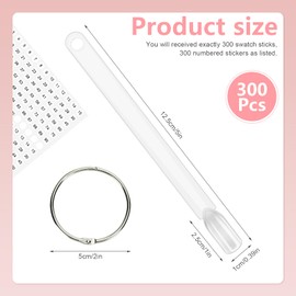 CZWESTC 300 pcs Nail Polish Swatch Sticks, Nail Swatch Sticks with Number Stickers for Color Display, Clear Square-shaped Nail Polish Sample Swatches with Ring for Nail Polish Display and Home DIY