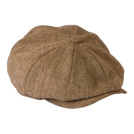Gamble & Gunn Shelby' Flat Cap Oatmeal Brown Vintage Tweed Baker Boy Lightweight Summer Cloth News Boy Hat- L