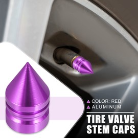 X AUTOHAUX 4 Pcs Car Tire Dustproof Caps Motorcycles Tower Shape Air Valve Cover for Wheel Purple