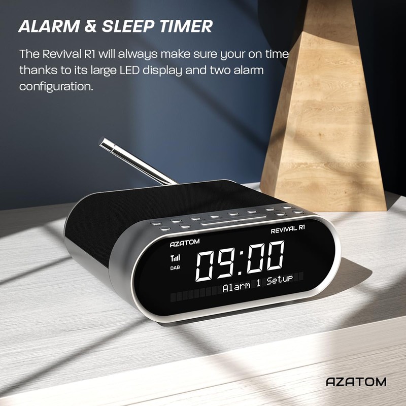 AZATOM Revival DAB+ DAB Digital FM Radio, Dual Alarm Clock,