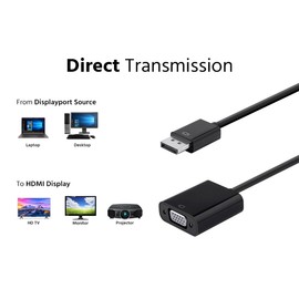 Monoprice DisplayPort 1.2a to VGA Active Adapter, Black