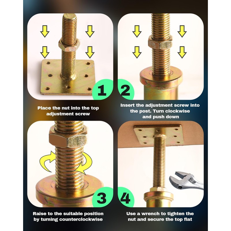 4 Pack House Floor Jacks, Adjustable Jack Post for Leveling,